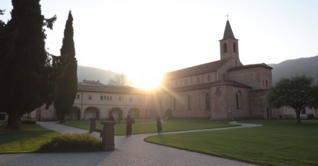 What time are the chants held at Abbey of Sant'Antimo?