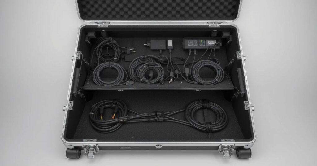 Does the Allen and Heath QU 24 Slant Top Travel Desk Case Have a Doghouse Feature for Cable Management